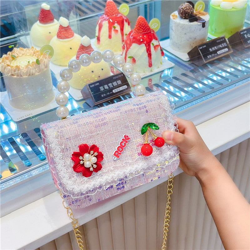 Wholesale Cotton and Linen Children's Pearl Handbag